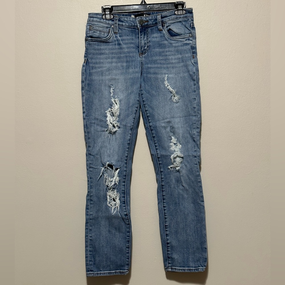 Kut From The Kloth Jeans Womens 4 Catherine Boyfriend Distressed Medium Wash